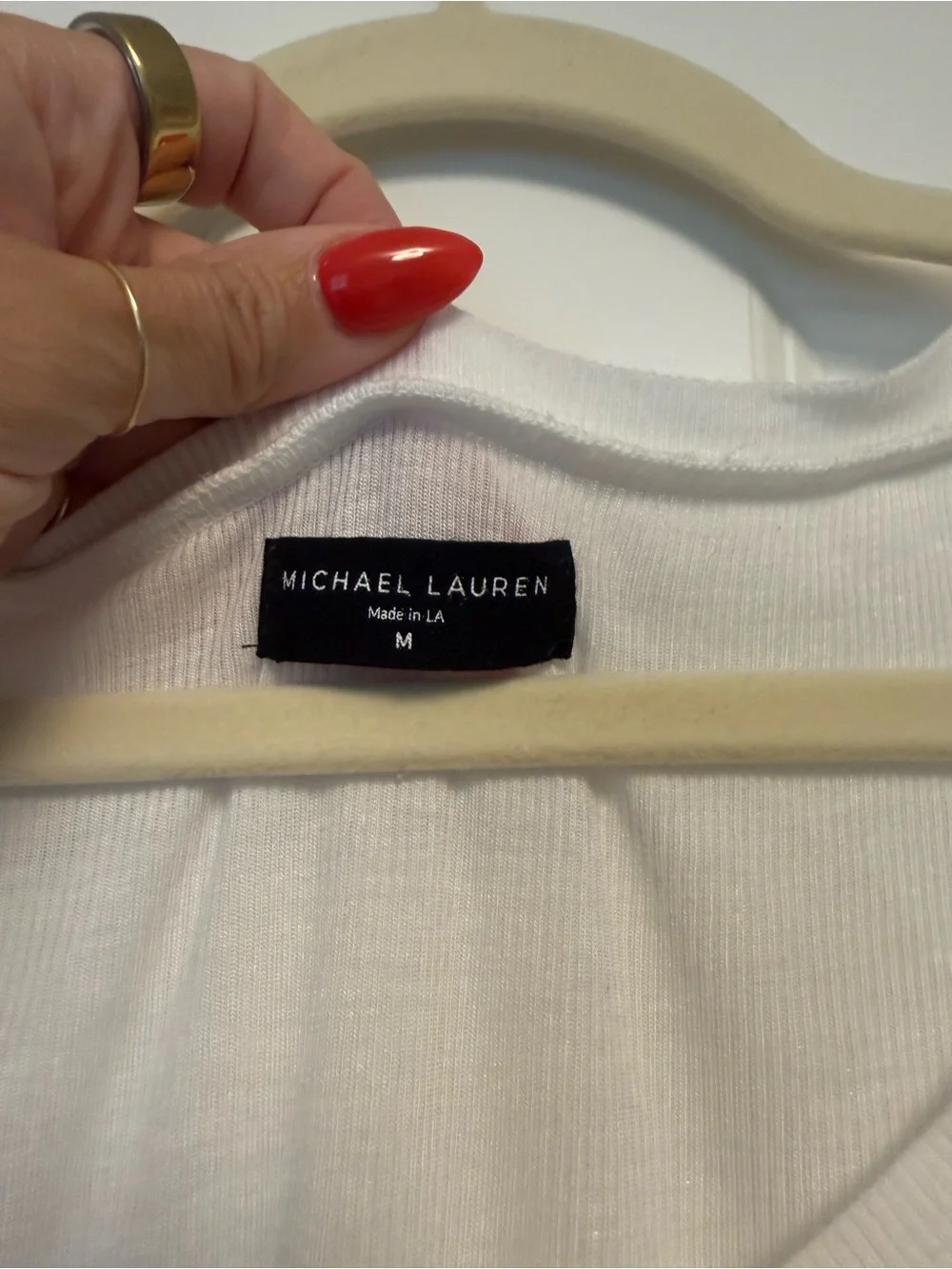 Michael Lauren White Scoop Neck Long Sleeve Tee
